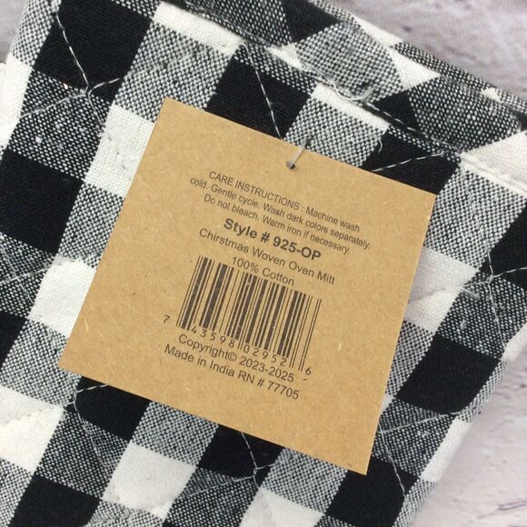 Buffalo Check 5 Pc. Kitchen Set Black/White Towel/Mitt/Pot Holder/2 Dish Cloths - Picture 7 of 10
